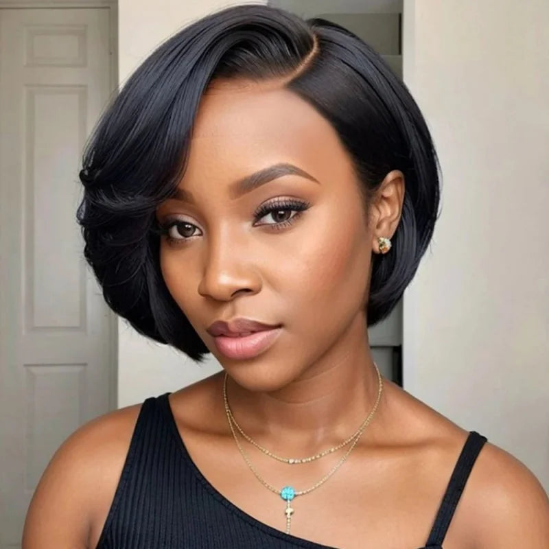 Short Bob Human Hair Wigs 13x4 Transparent Lace Front Wigs For Women Straight Pixie Cut Wigs 8 Inch Human hair wig