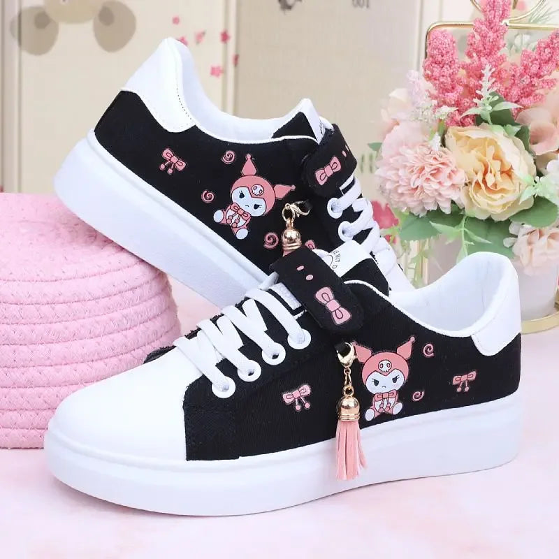 Sanrio Kuromi casual shoes girl canvas shoes my melody spring autumn sports shoes children&#39;s soft-soled sneakers skate shoes