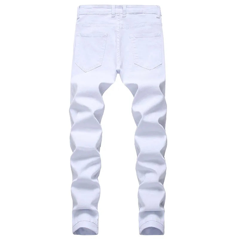 Fashion Designer  Casual White black Ripped jeans