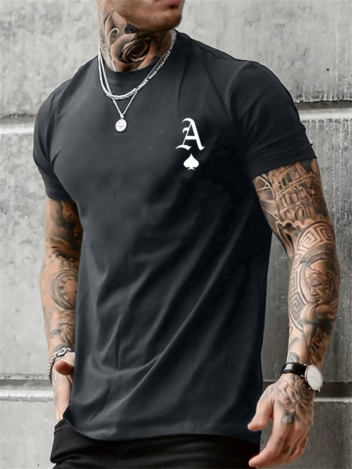 Summer Men&#39;s New Casual Loose Fit Large A Letter Print Round Neck Short Sleeved T-shirt clothing Comfort Plus Size