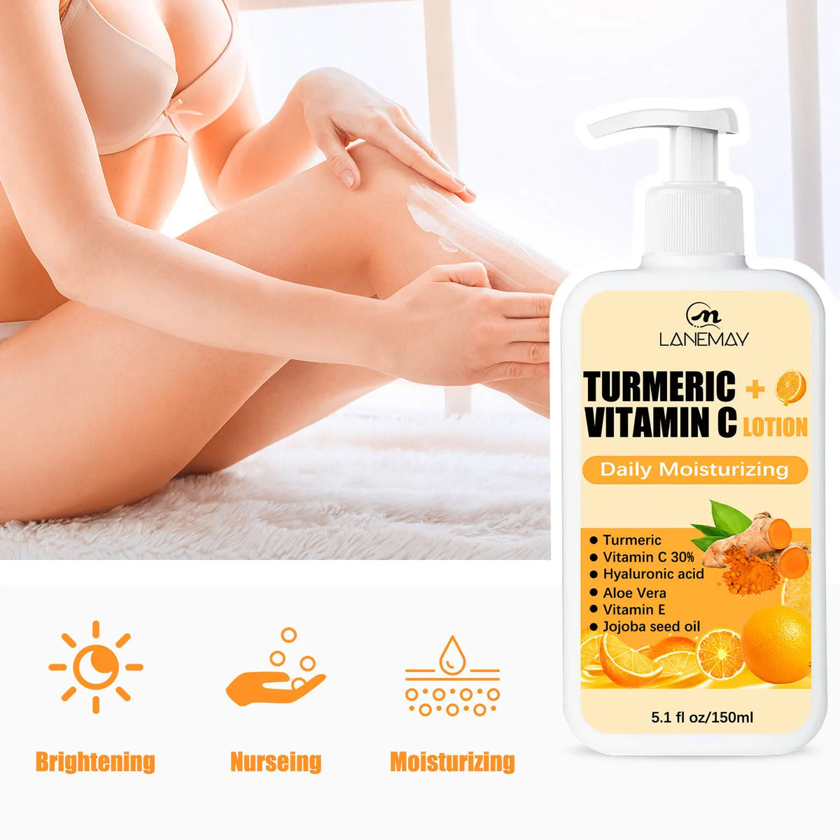 150ml Turmeric Body Lotio reduces fine line and wrinkles moisturizing daily Daily