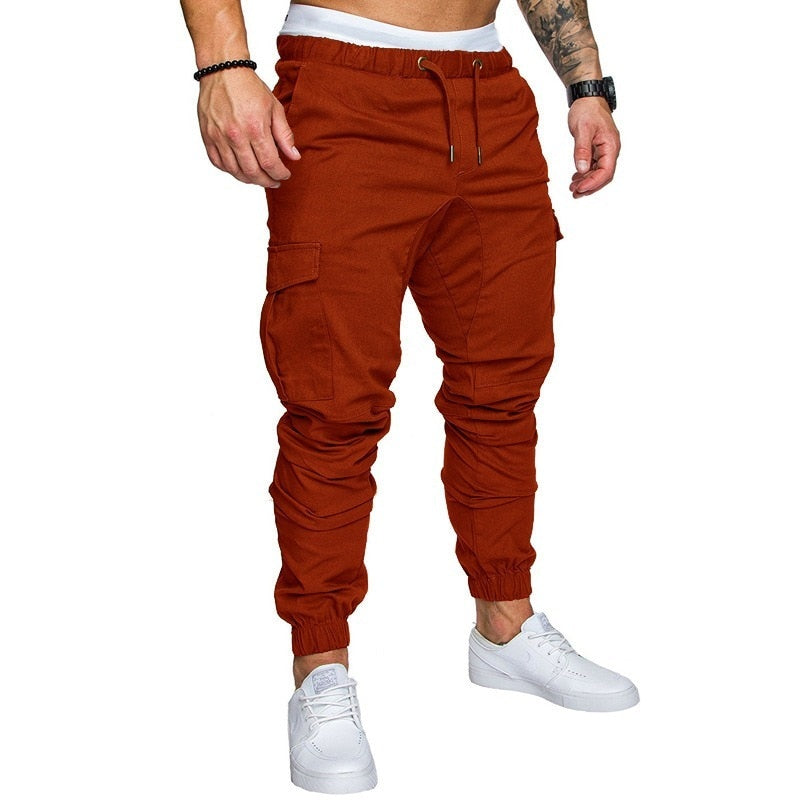 Multi-pocket Men&amp;#39;s Cargo Sweatpants Solid Color Drawstring Harem Pants Outdoor Sports Streetwear 12 Colors Jogging Pencil Pants