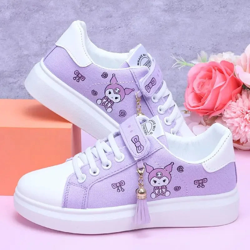 Sanrio Kuromi casual shoes girl canvas shoes my melody spring autumn sports shoes children&#39;s soft-soled sneakers skate shoes