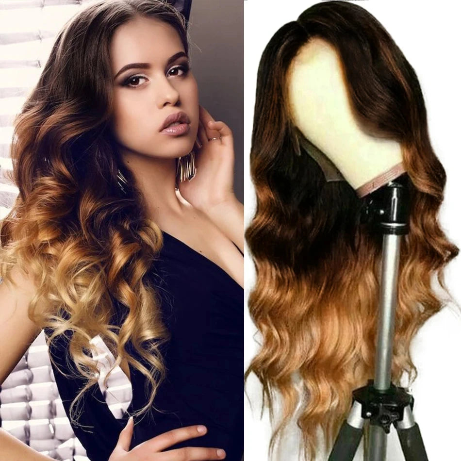 Highlight Body Wave Wig Ombre Wave Lace Front Human Hair