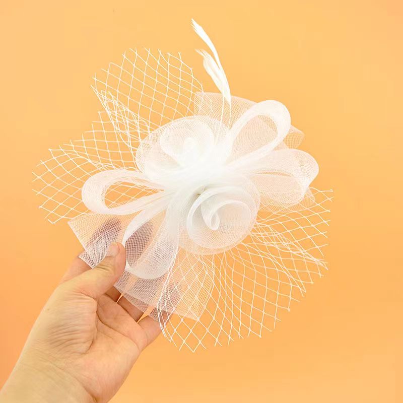 Vintage Bridal Gauze Veil Bow Feather Mesh Mask Hair Accessories Wedding Party Korea Japan Black White