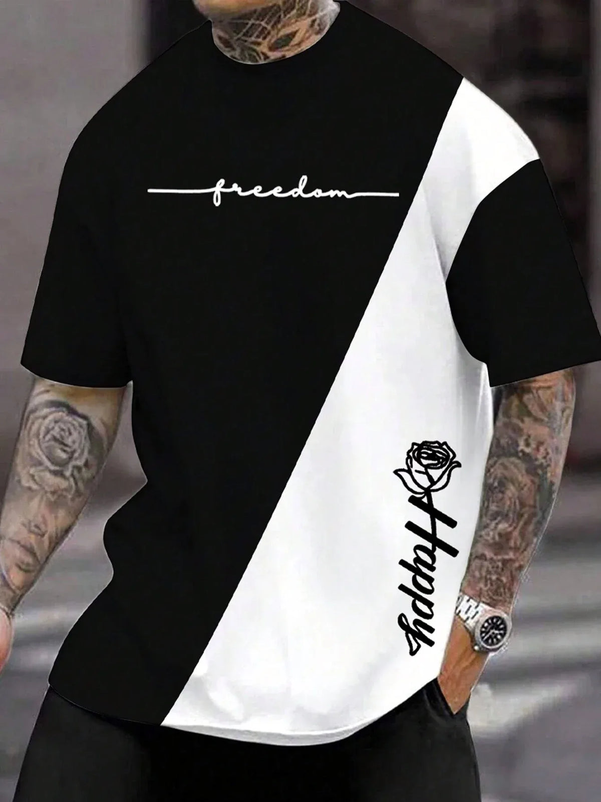 T Shirt For Men Clothing Fashion Letter&amp;Flower 3D Printed T Shirts Harajuku Short Sleeve Tee Casual Oversized Men&#39;s Clothing