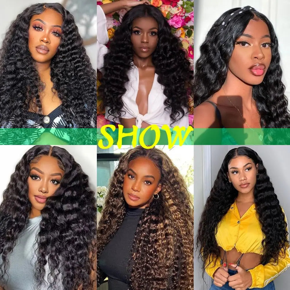 Deep Wave Clip ins Human Hair Extensionfor women 8 pcs real human hair curly tick