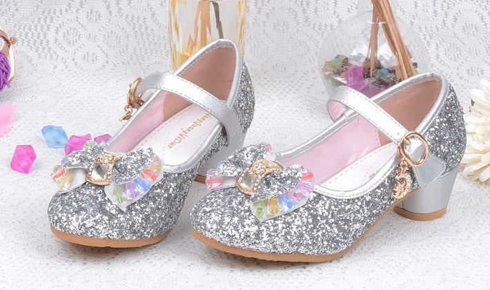 Princess Girls Party Shoes Children Sandals Colorful Sequins High Heels Shoes Girls Sandals Peep Toe Summer Kids Shoes 26-37