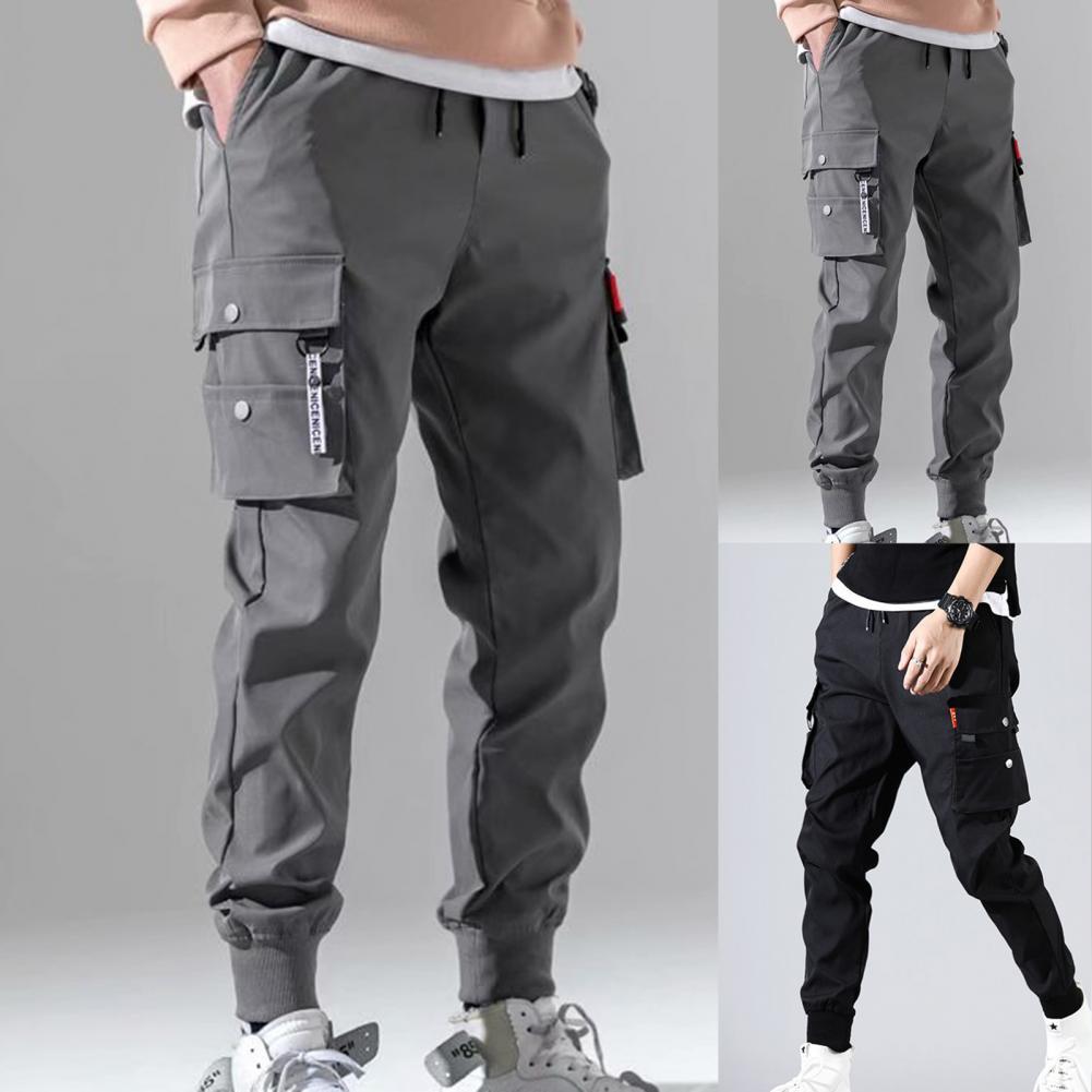 Spring Men Pants Hip Hop Harem Joggers Pants New Male Trousers Mens Solid Multi-pocket Cargo Pants Skinny Fit Sweatpants