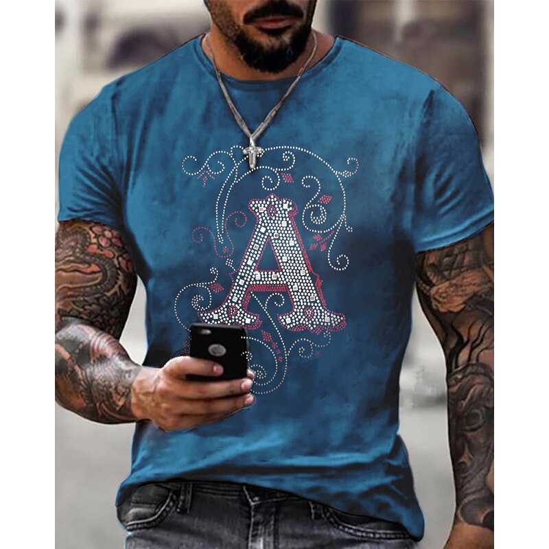 Men&amp;#39;s Clothing High Quality Fashion Oversized Tee y2k A Rhinestone Designer Short Sleeve Tops Comfort Casual Street T-shirts New