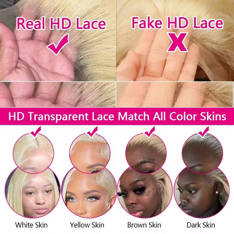 Blonde Body Wave Lace Front Wig HD Transparent Lace 13x4 13x6 Human Hair Wig 613 Pre Plucked Full Frontal Wigs For Black Women