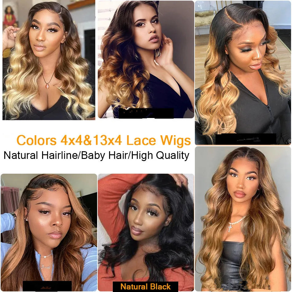 Highlight Body Wave Wig Ombre Wave Lace Front Human Hair