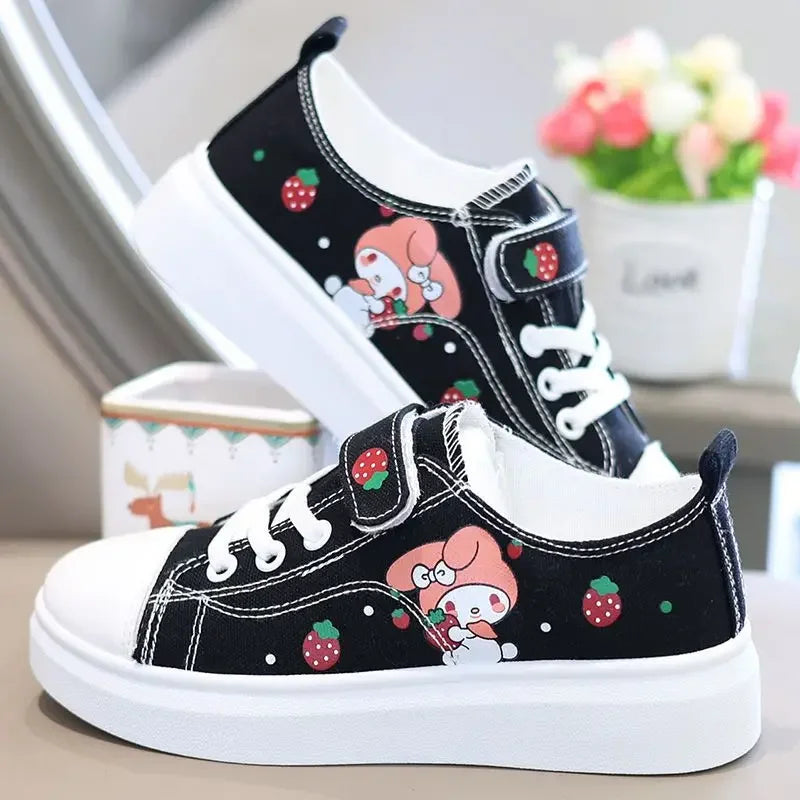 Sanrio Kuromi casual shoes girl canvas shoes my melody spring autumn sports shoes children&#39;s soft-soled sneakers skate shoes