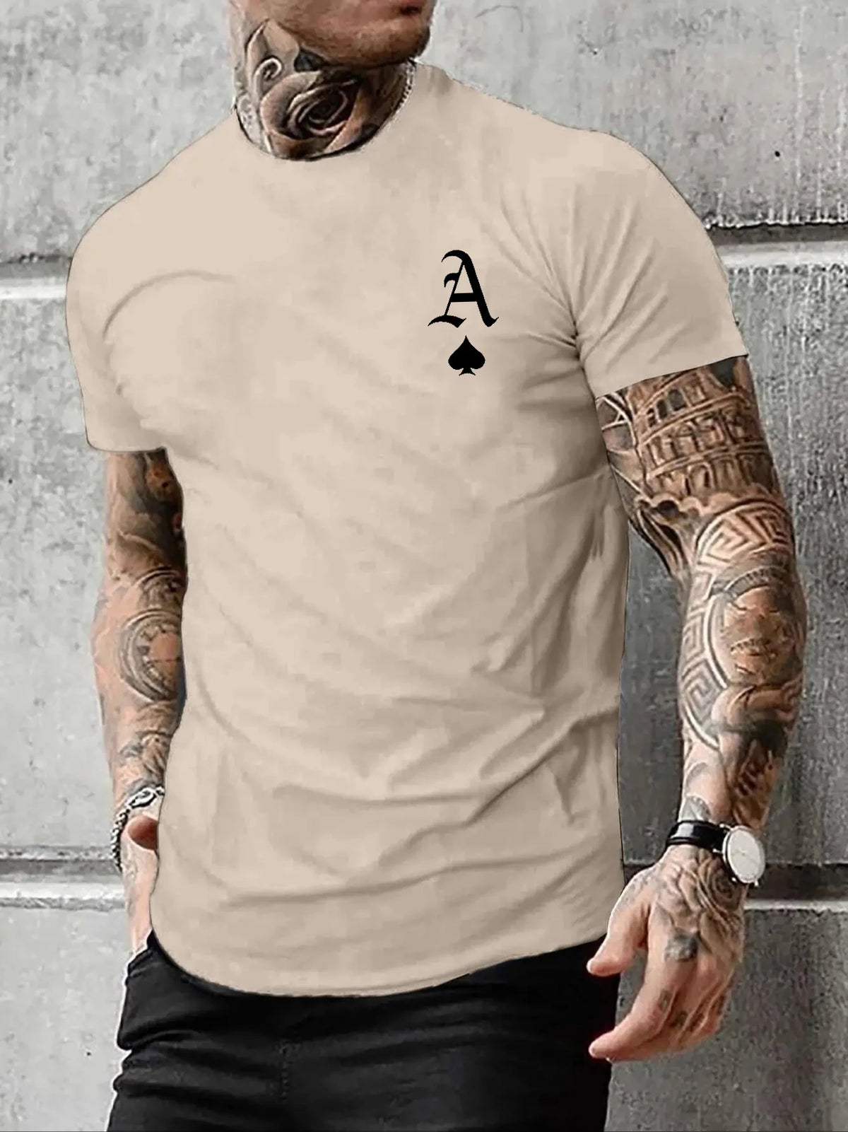 Summer Men&#39;s New Casual Loose Fit Large A Letter Print Round Neck Short Sleeved T-shirt clothing Comfort Plus Size