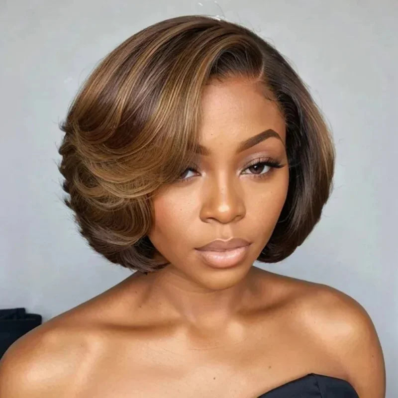 Short Bob Human Hair Wigs 13x4 Transparent Lace Front Wigs For Women Straight Pixie Cut Wigs 8 Inch Human hair wig