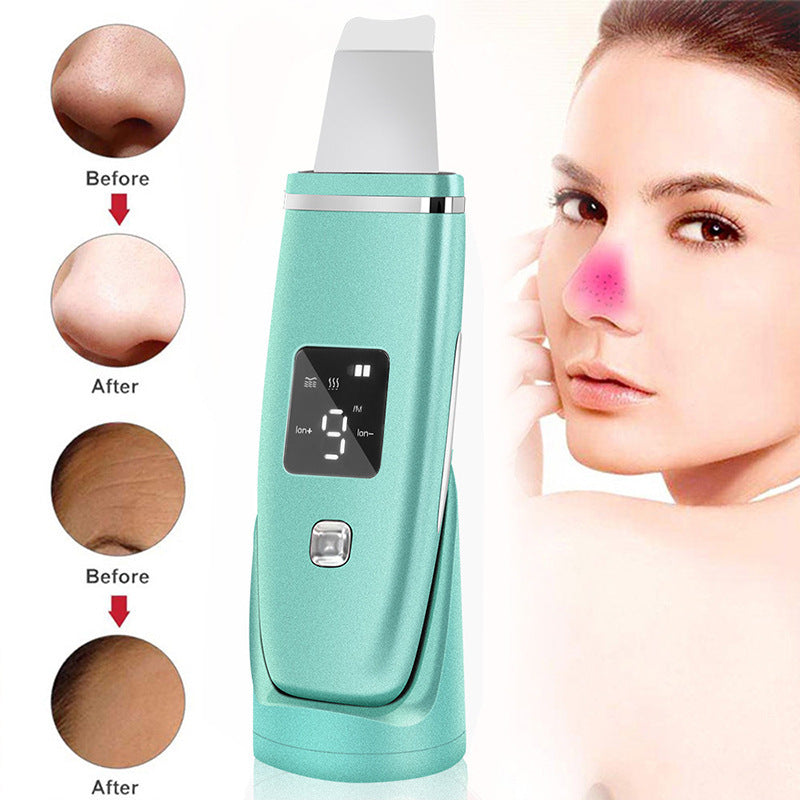 Ultrasonic Vibration Blackhead Remover Deep Cleansing Face Scrubber Pore Cleaner Lifting Machine Facial Led Peeling Shovel