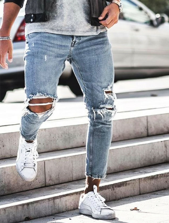 New Ripped Skinny Jeans mens Streetwear