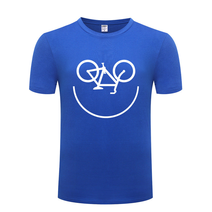 New Men&#39;s Short-sleeved T-shirt Smiley Face Cycle Cycling Bike