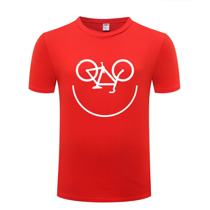 New Men&#39;s Short-sleeved T-shirt Smiley Face Cycle Cycling Bike