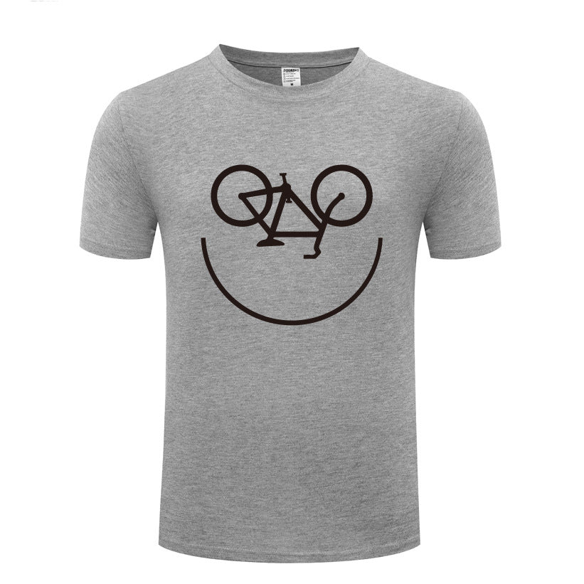 New Men&#39;s Short-sleeved T-shirt Smiley Face Cycle Cycling Bike