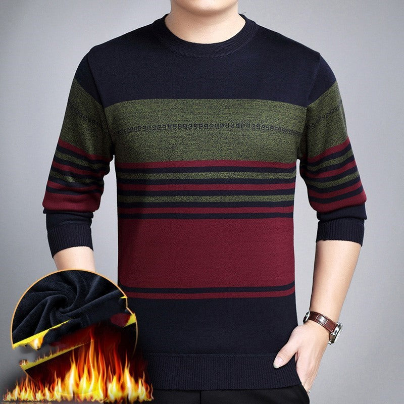 Middle-aged men&#39;s long-sleeved t-shirt warm shirt