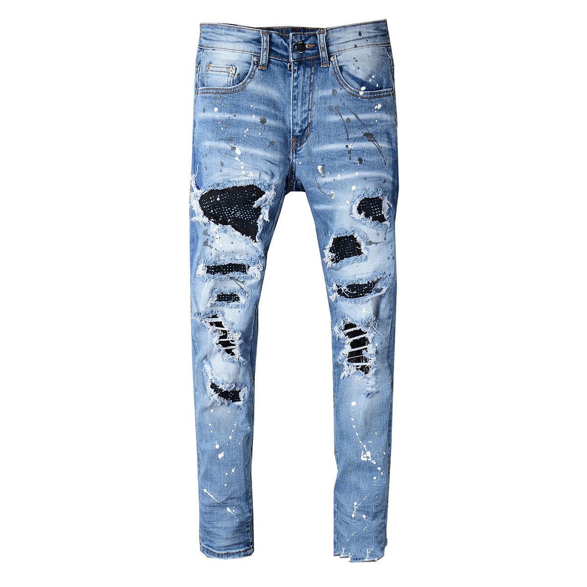 Men&#39;s whiskered patch patch jeans