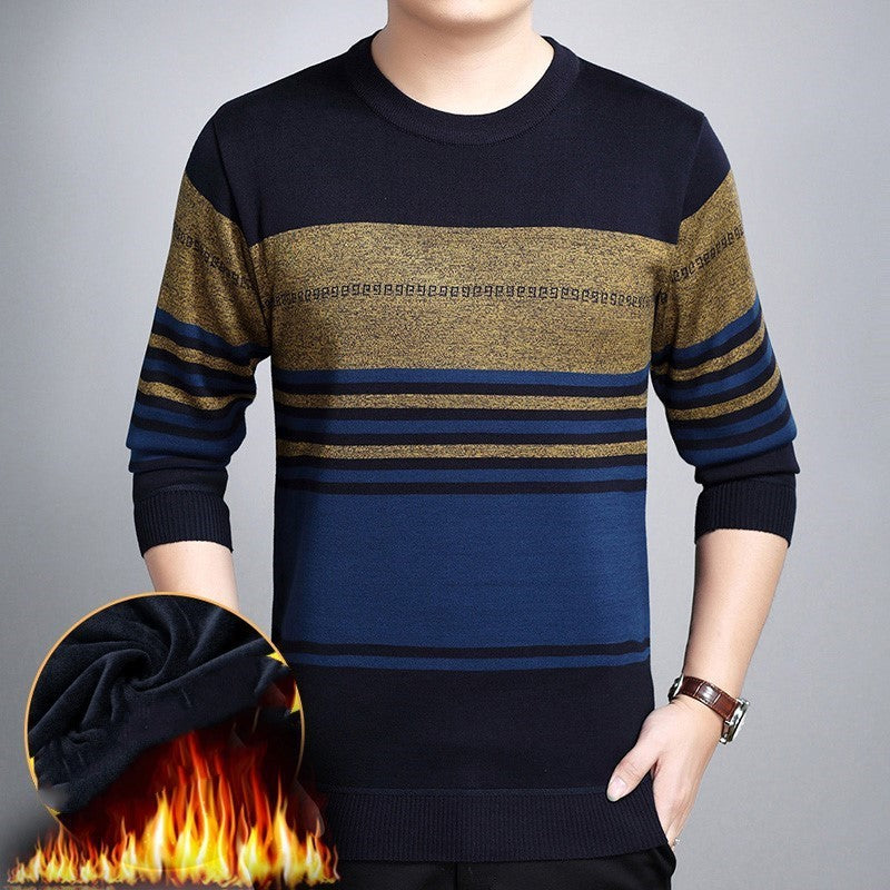 Middle-aged men&#39;s long-sleeved t-shirt warm shirt