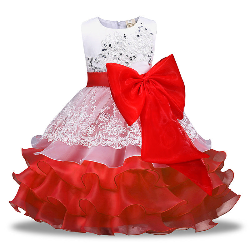 Girls&#39; Sequined Dress Bow Kids Skirt
