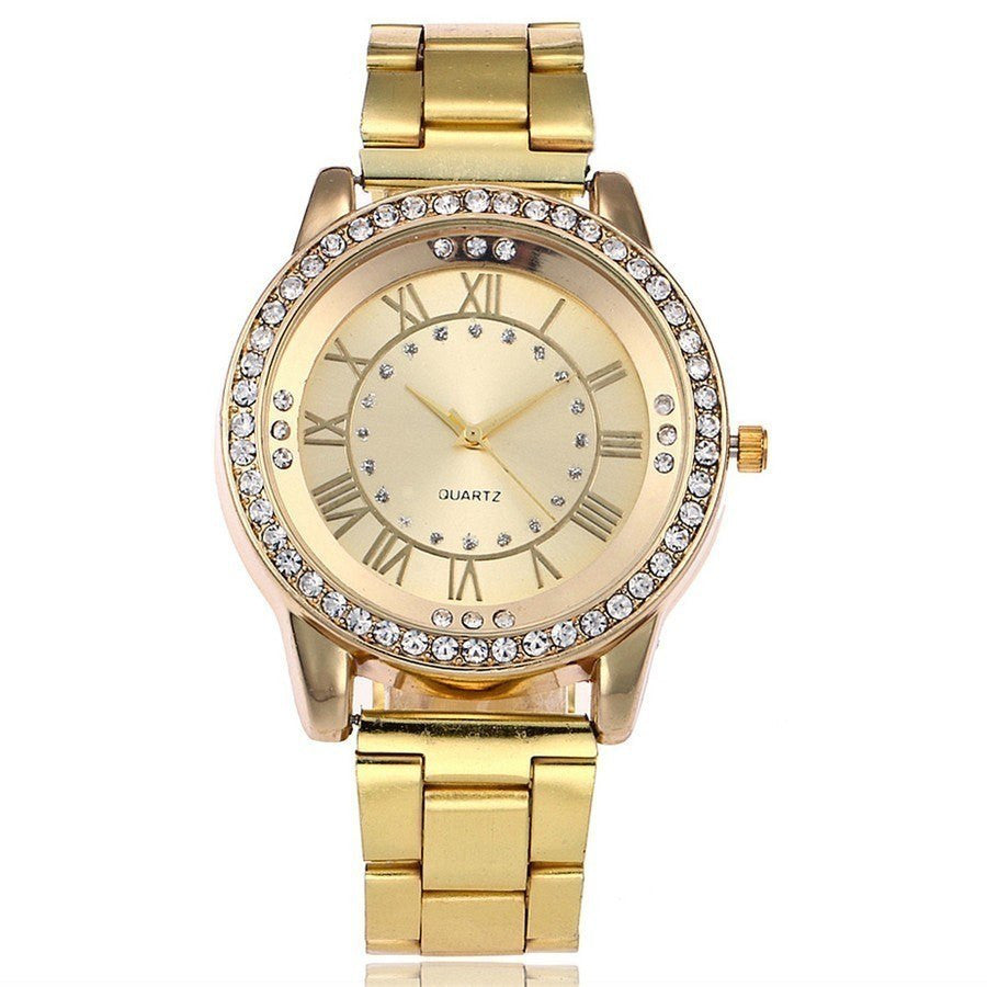 Vansvar Brand Rose Gold Watch Luxury Women Dress Rhinestone Quartz Watch Casual Women Stainless Steel Wristwatches Female Clock