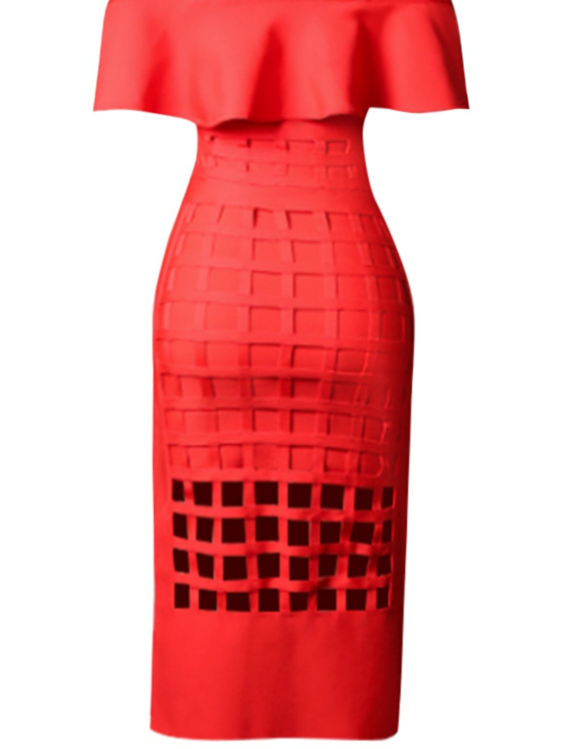 Layered Off-Shoulder Cutout Slit Midi Dress - Women &amp; Men Fashion Store | JL Fashion Store