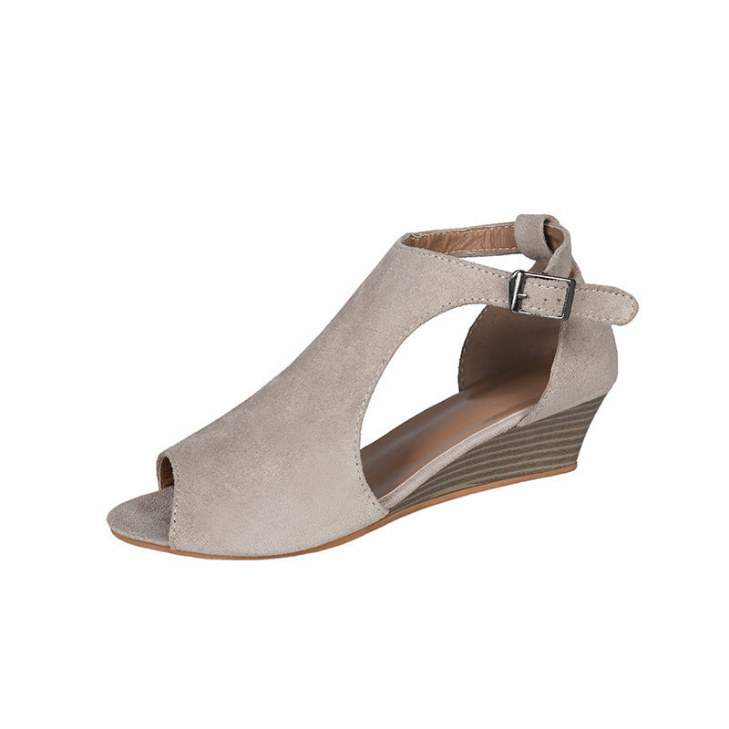 Women Soft Leather Casual Peep Toe Gladiator Wedges Platform Sandals