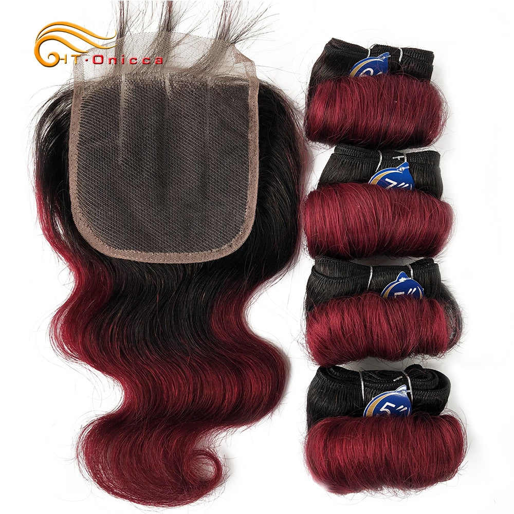 Htonicca Hair Extensions 8” Short Bob Style Body Wave Ombre 1B/27/30 Remy Human Hair Bundles Honey Blonde Brazilian Hair Weave