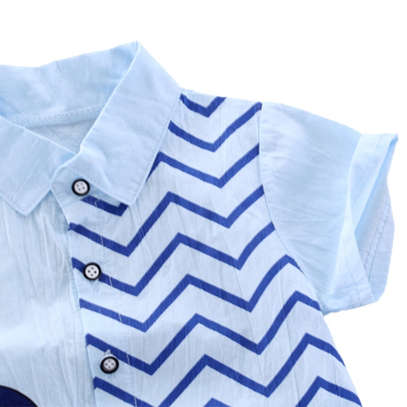 Summer Toddler Baby Boy Clothes Cute Dinosaur Tops Short Blue Pants 2Pcs Oitfits Cotton Printed Short Sleeve Casual Clothes Set