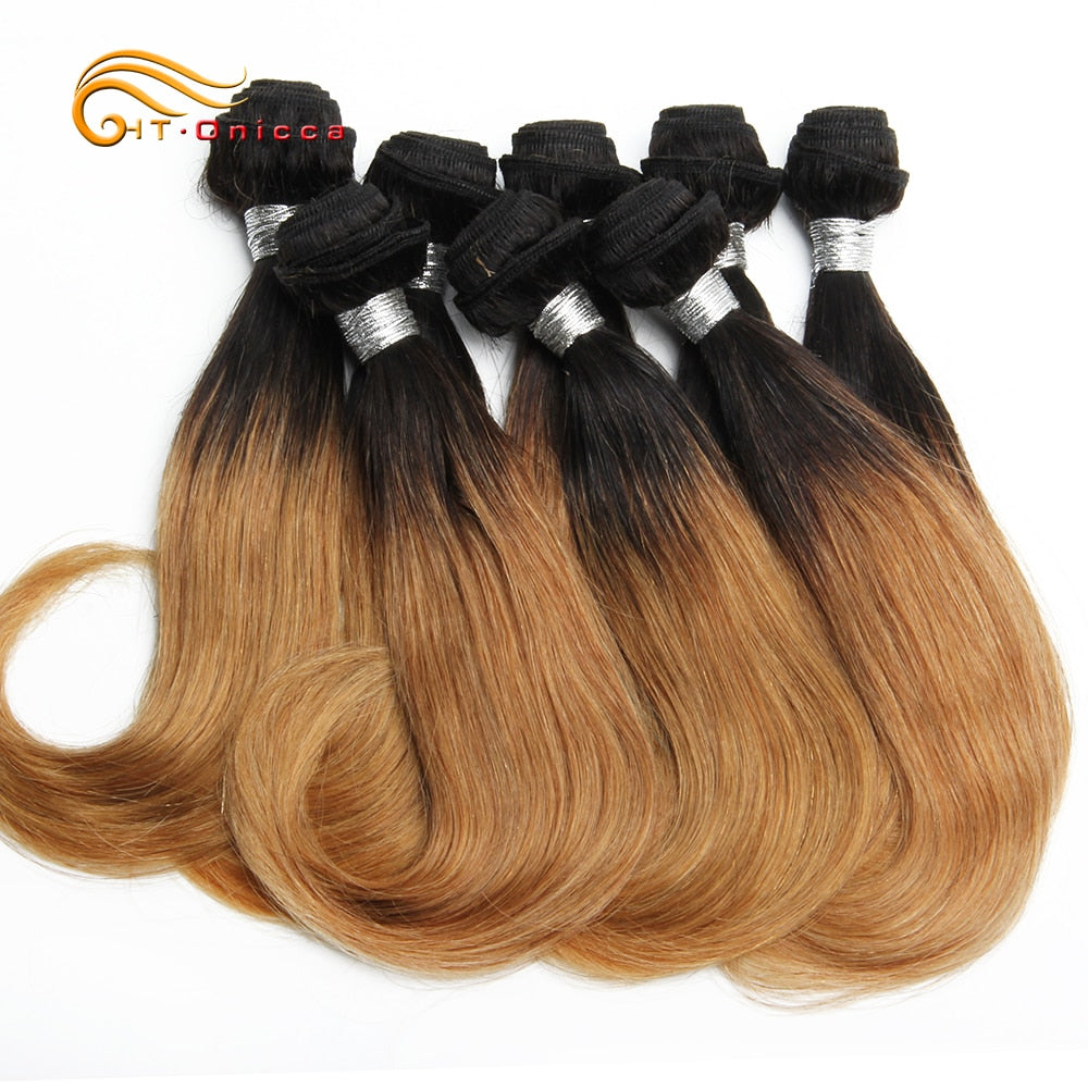 Htonicca Curly Hair Products 20g/pc Brazilian Remy Human Hair 8 Bundles Short Hair Extension Ombre Hair Bundles Drop Shipping