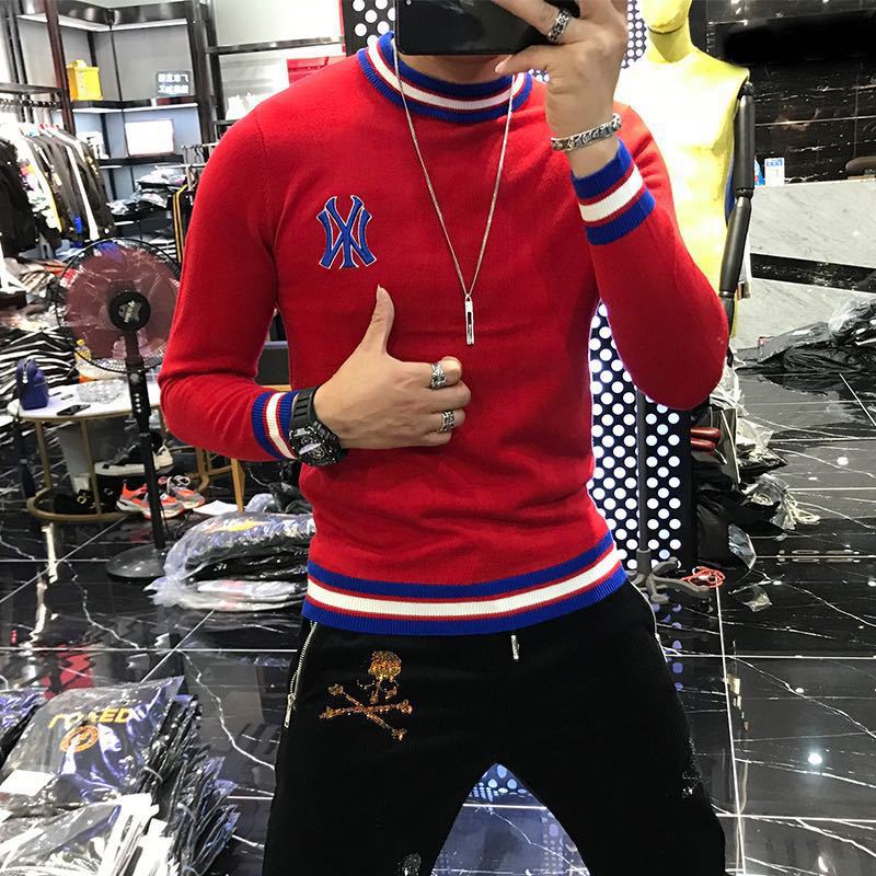 Supzoom New Arrival Top Fashion O-neck Pullovers Appliques Brand Clothing Embroidered Net Red Warm Casual Knitted Men Sweater