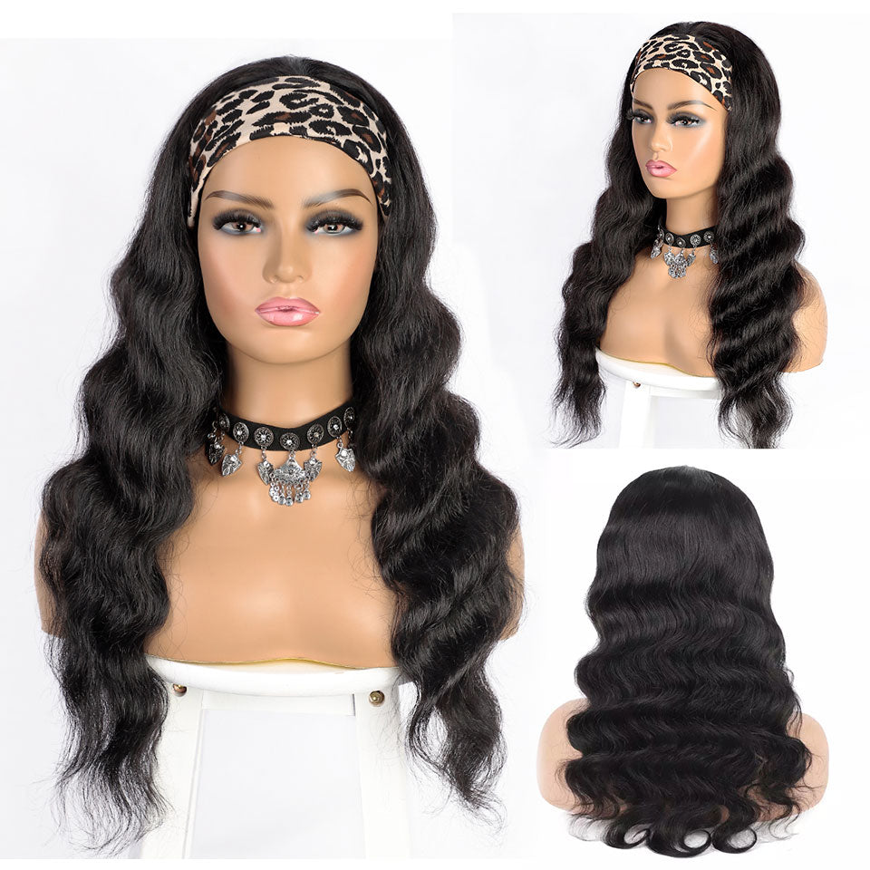 Headband Wig Body Wave Human Hair Wigs With Headband Brazilian Remy Body Wave Headband Wig Human Hair Scarf Wig for Women