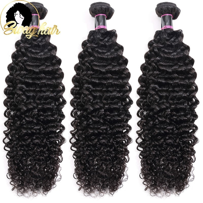 Swag Jerry Curl Bundles Brazilian Hair Weave Unprocessed Human Hair Bundles Full Thick Curls 8 - 28 Inches Hair Extensions