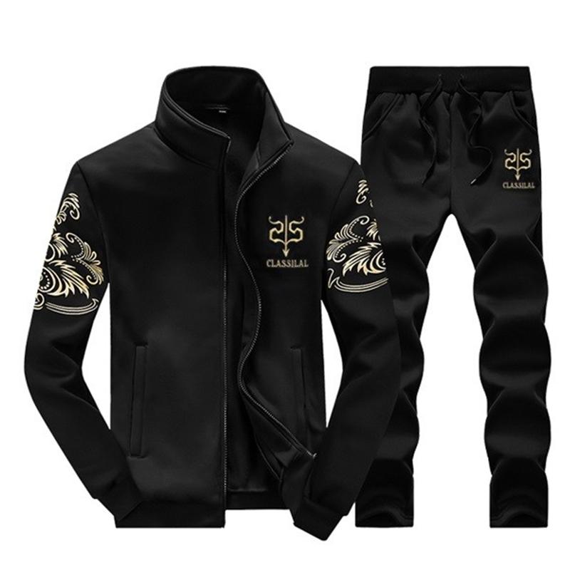 Men&amp;#39;s Tracksuit Sportswear Sets Spring Autumn Casual Tracksuits Men 2 Piece Zipper Sweatshirt + Sweatpants Brand Track Suit Set