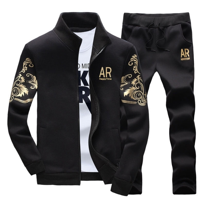 Men&amp;#39;s Tracksuit Sportswear Sets Spring Autumn Casual Tracksuits Men 2 Piece Zipper Sweatshirt + Sweatpants Brand Track Suit Set