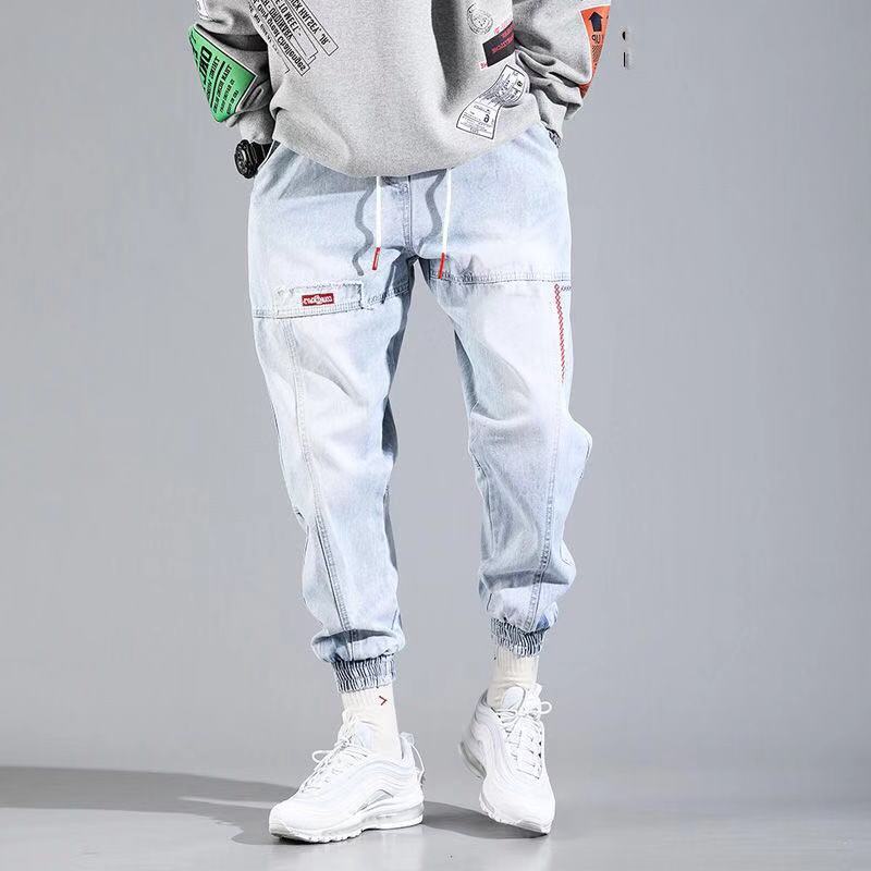 Hip Hop Streetwear Harem Jeans Pants Men Loose Joggers Denim Casual Sweatpants Korea Ankle length Trousers