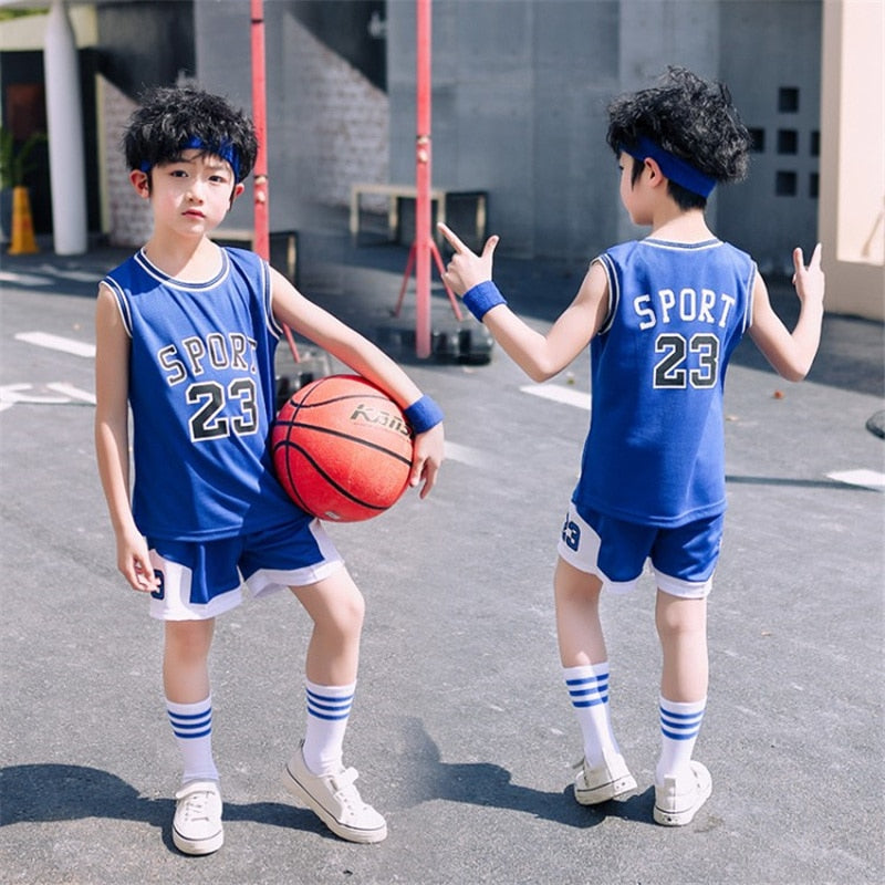 2pcs Set Toddler Boy Girls Summer Sport Jerseys Clothes Child&#39;s Basketball Uniform Baby Kids Boys Girls Cheap Sports Jerseys Set