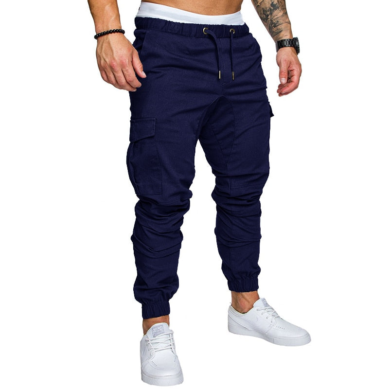 New Fashion Men&amp;#39;s Multi-Pocket Overalls Sports Trousers Mens Casual Fitness Drawstring Pants Men&amp;#39;s Jogger Track Pants