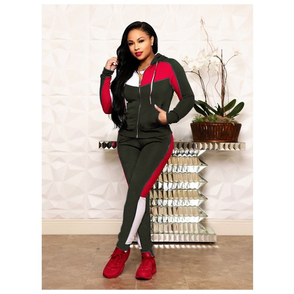 2021 Women's Clothing Fashion Tracksuits Sportswear Jogging Suits Ladies  Hooded Tracksuit Set Clothes Hoodies+Sweatpants Sweat Suits