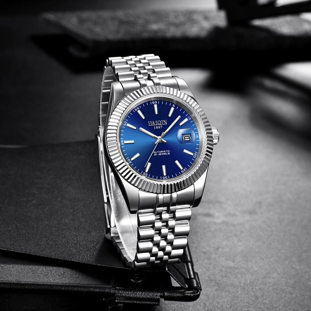 HAIQIN Men mechanical wristwatches Men watches top brand luxury Business men automatic sport 38MM waterproof Reloj hombres 2020