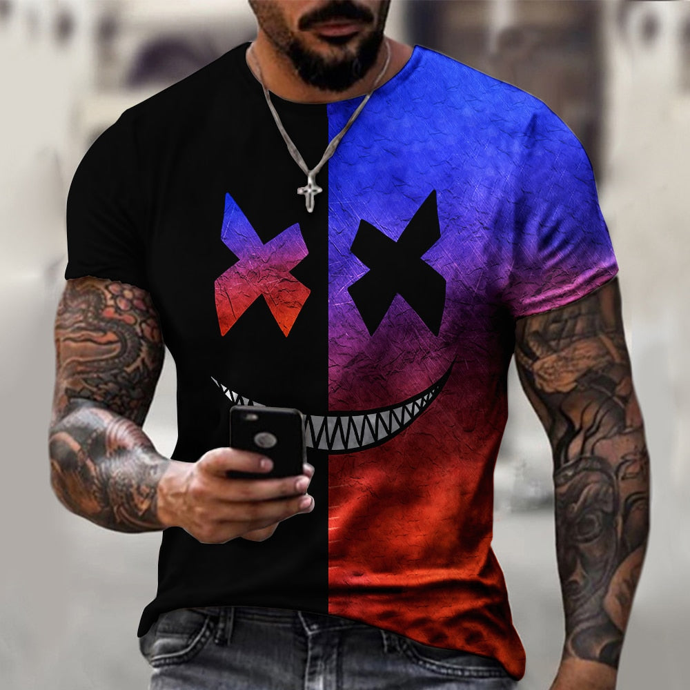 Funny 3d full printing graphic t shirts Street fashion casual travel T-shirt  Summer new O-Neck oversized t shirt for men