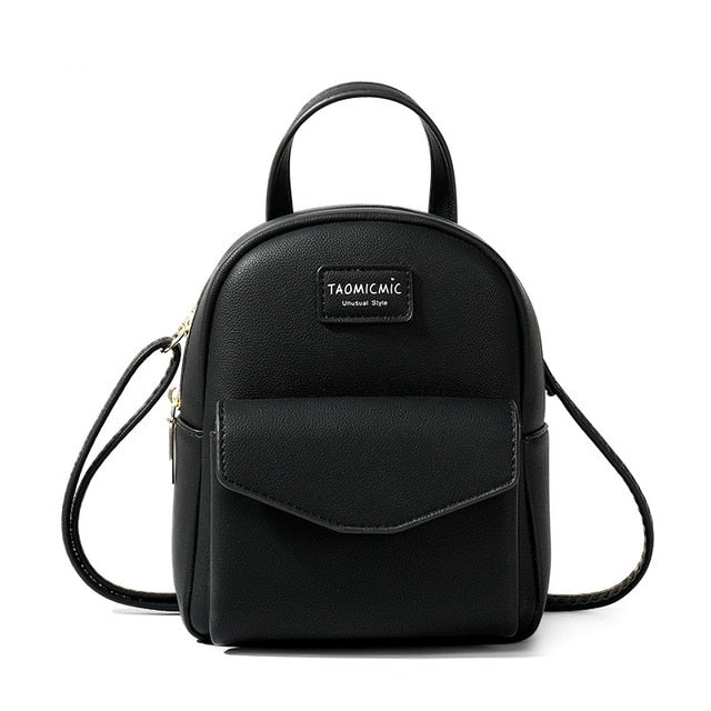 Brand Designer Fashion Women Backpack Mini Soft Touch Multi-Function Small Backpack Female Ladies Shoulder Bag Girl Purse Black
