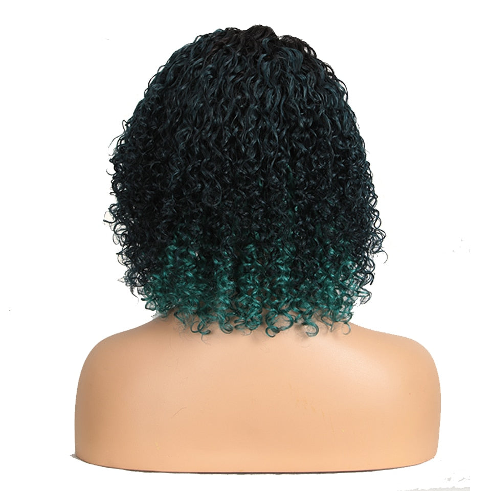 Trueme Curly Pixie Cut L Part Lace Wig Ombre Short Curly Bob Human Hair Lace Wig Brazilian Remy Kinky Curly Lace Front Bob Wig