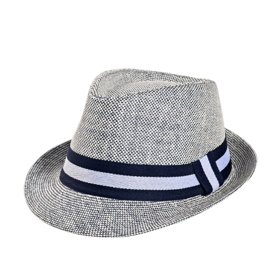 SHOWERSMILE grey jazz Hats men classic patchwork