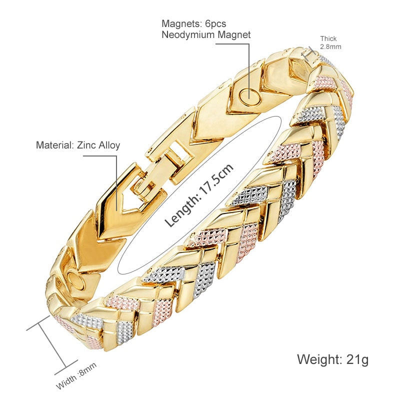 Escalus Trendy Arrow Women&#39;s Magnetic Bracelet For Women 3-Tone Gold Color Bangle Fashion Charm New Bracelets For Girls Jewelry