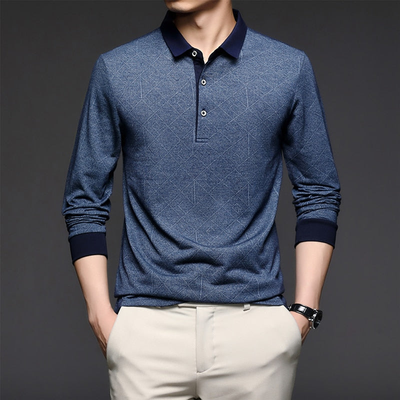 MIACAWOR New Spring Brand Polo Shirts Men Solid Color Long Sleeve Slim Fit Boys Korean Casual Tops Tees Men Clothing T950